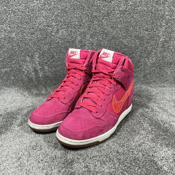 Nike Dunk Sky Hi Hidden Wedge 579763-600 Women’s Size 8 Mesh Pink Force Shoes - Picture 4 of 11